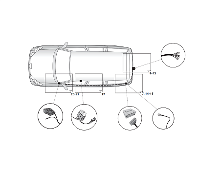 Электрика фаркопа Hak-System (13 pin) для Peugeot 3008 2016- 21500628 в 