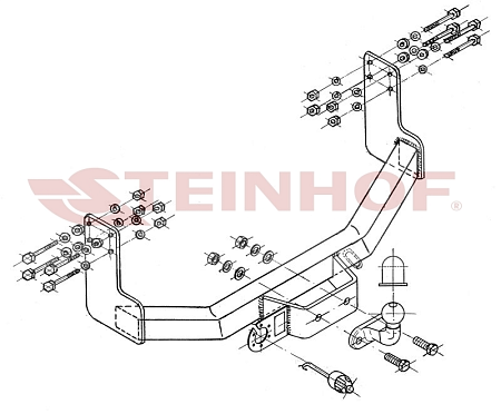 Фаркоп Steinhof для Mercedes Sprinter 1995-2006, (для а/м со ступенькой) M-223 в 