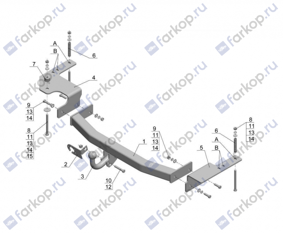 Фаркоп AvtoS для Lexus LX 570 2007-2021 TY 28 в 