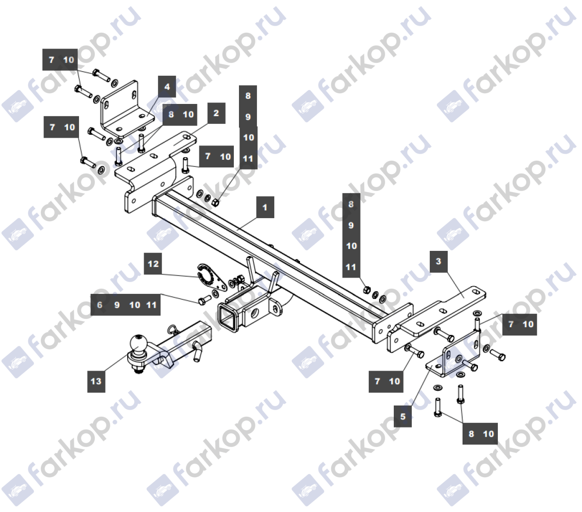 Фаркоп TowRus для Lexus RX (кроме Long) 2015-2024 269080 в 