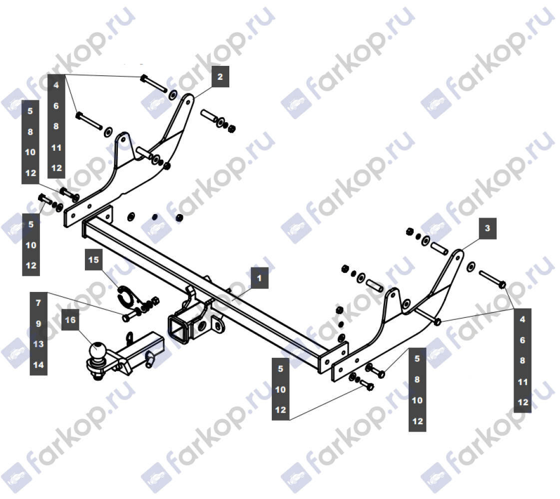 Фаркоп TowRus для Lada Largus 2012- 279531 в 