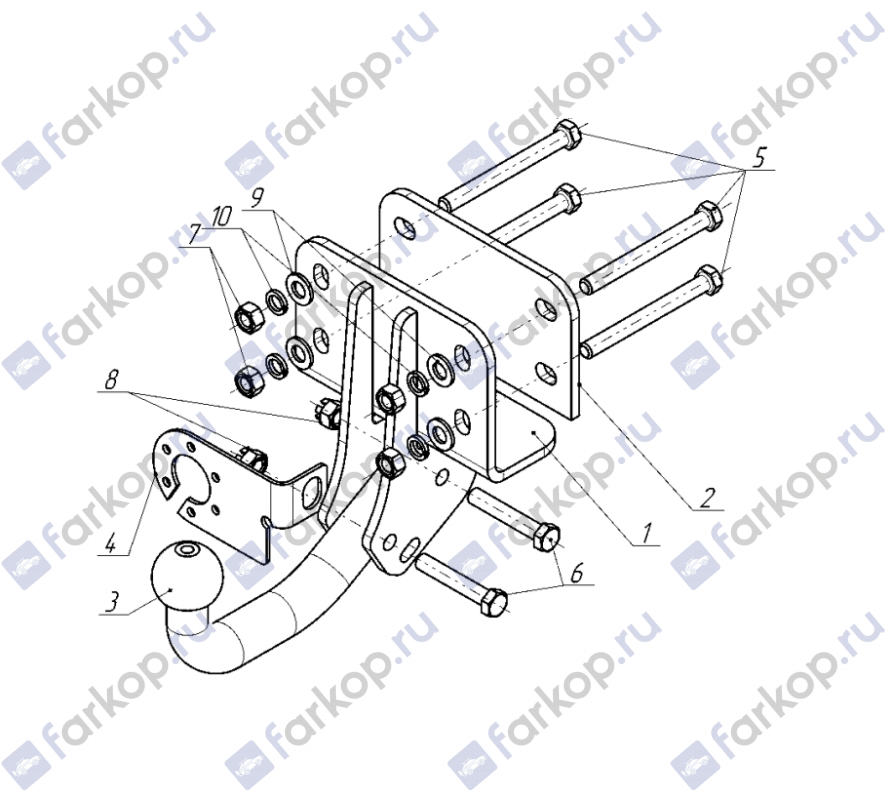 Фаркоп AvtoS для Toyota Hilux 2010-2015 TY 27 в 