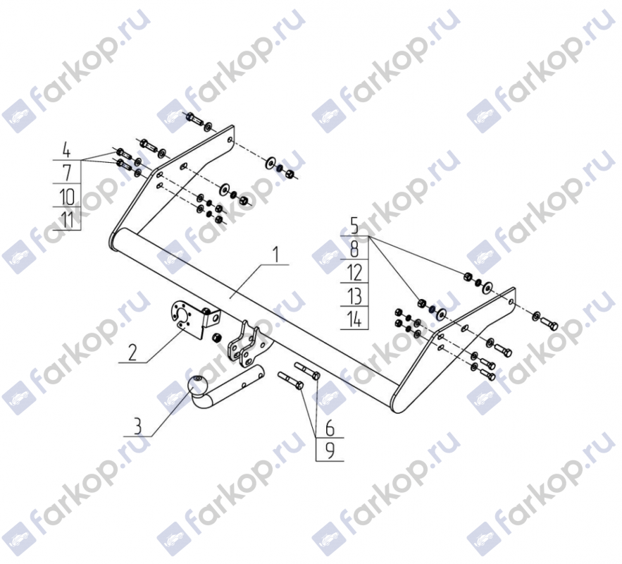 Фаркоп AvtoS для Uaz Пикап/Cargo 2011- UAZ-09 в 