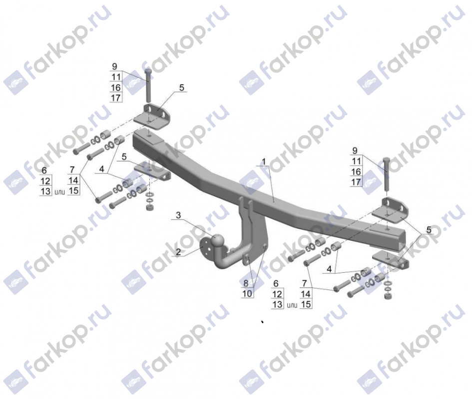 Фаркоп AvtoS для Volkswagen Touareg 2003-2010 VW 20 в 