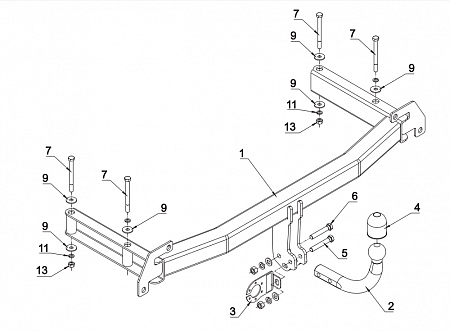 Фаркоп Auto-Hak для Audi A4 1994-2000 A 08 в 